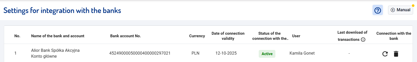Connection status indicator