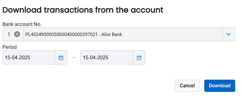 Transaction list interface