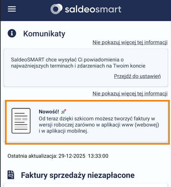 Szkice faktur aplikacja mobilna