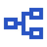 <svg xmlns="http://www.w3.org/2000/svg" height="24px" viewBox="0 -960 960 960" width="24px" fill="#2854C5"><path d="M600-160v-80H440v-200h-80v80H80v-240h280v80h80v-200h160v-80h280v240H600v-80h-80v320h80v-80h280v240H600Zm80-80h120v-80H680v80ZM160-440h120v-80H160v80Zm520-200h120v-80H680v80Zm0 400v-80 80ZM280-440v-80 80Zm400-200v-80 80Z"/></svg>